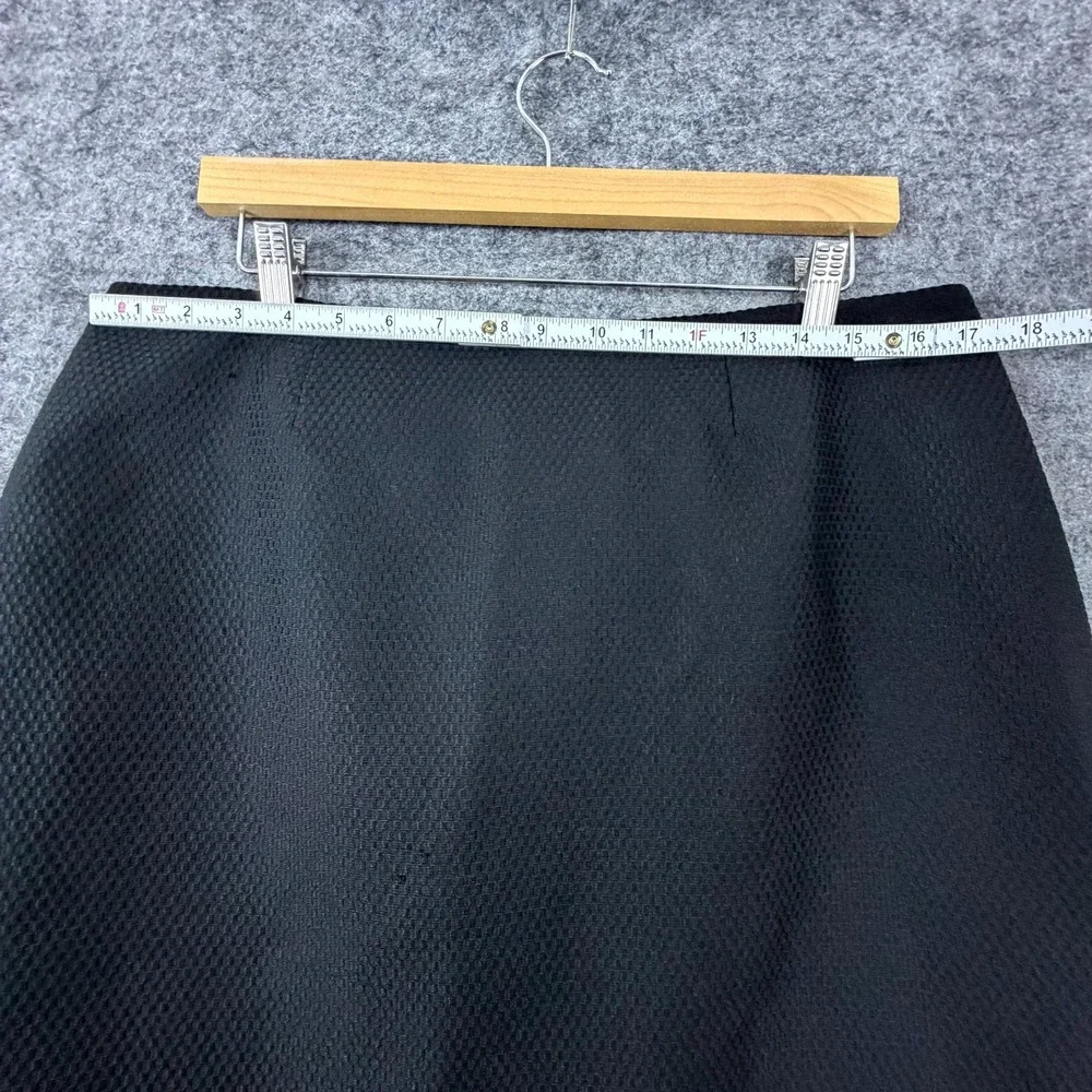 Womens Pencil Skirt 14 Black Lined Ruffle Hem Back Zip Formal Career Academic